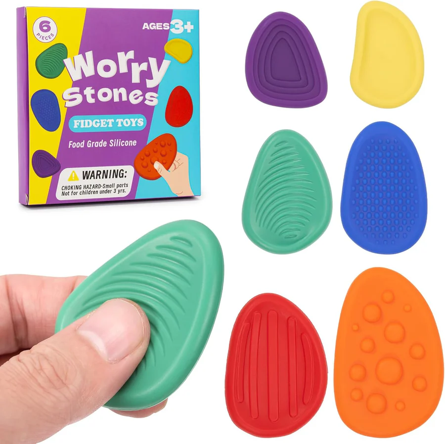 6pcs Sensory Worry Stone Fidget Toys