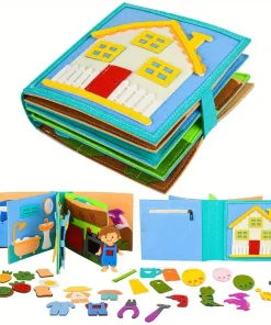Montessori Felt Busy Book – Daily House Activity Story Book Blue