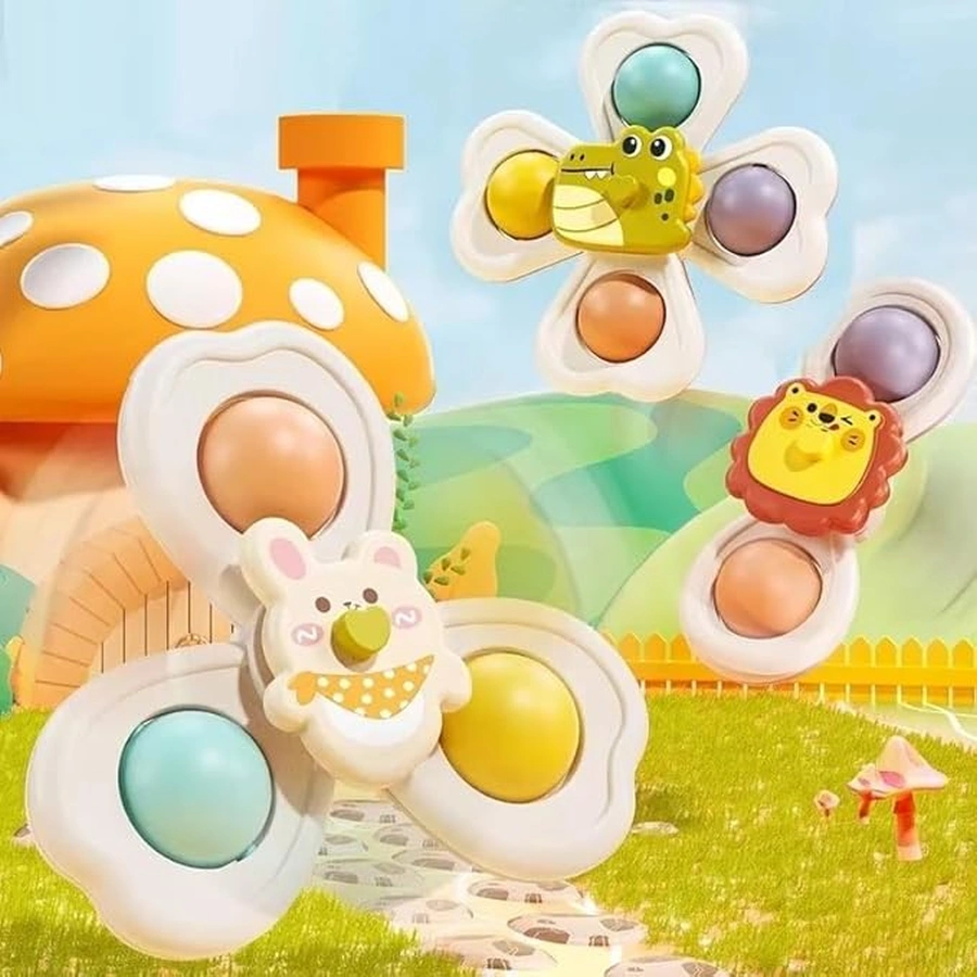 Spinning Rattle Fidget Toy – Suction Cup Windmill Sensory Toy for Babies & Toddlers